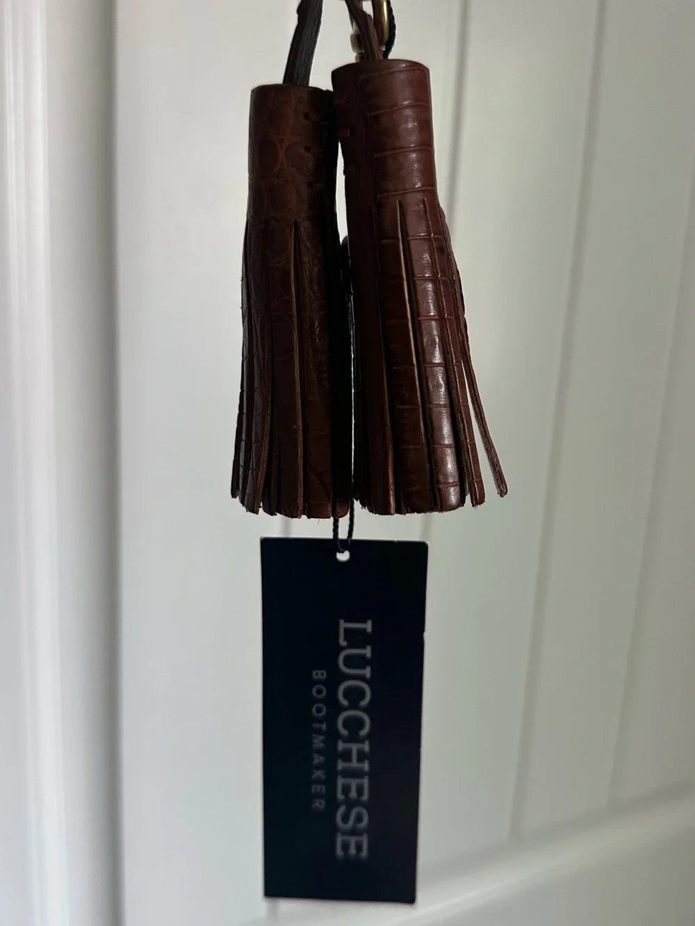 Lucchese Bootmaker Exotic Tassel Keychain NWT Brown Caiman Leather $275 MSRP